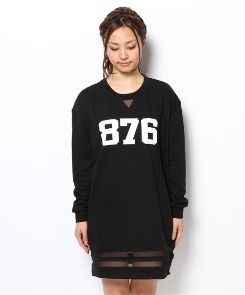 WEGO（ウィゴー）の「WEGO/メッシュラインスウェットワンピース（ワンピース・レディース・オフホワイト/ブラック/ブルー・FREE）」の14枚目の写真