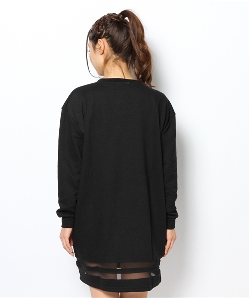 WEGO（ウィゴー）の「WEGO/メッシュラインスウェットワンピース（ワンピース・レディース・オフホワイト/ブラック/ブルー・FREE）」の4枚目の写真