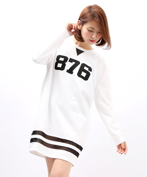 WEGO（ウィゴー）の「WEGO/メッシュラインスウェットワンピース（ワンピース・レディース・オフホワイト/ブラック/ブルー・FREE）」の10枚目の写真