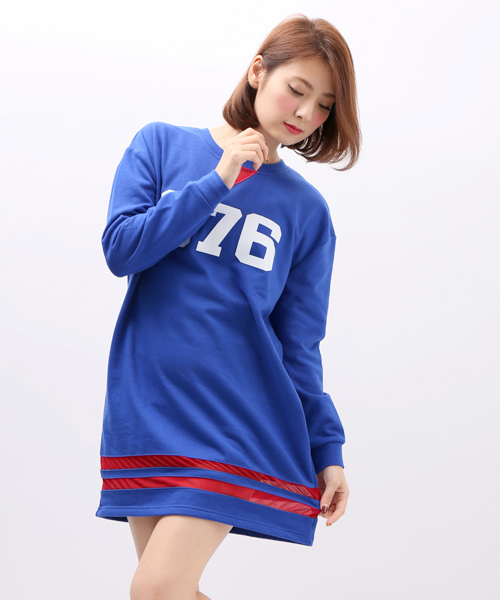 WEGO（ウィゴー）の「WEGO/メッシュラインスウェットワンピース（ワンピース・レディース・オフホワイト/ブラック/ブルー・FREE）」の12枚目の写真