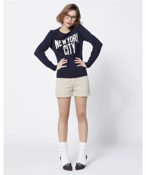 SEA（シー）の「NEWYORK CITY コットンニット（ニット/セーター・レディース・ホワイト/ネイビー・FREE）」の2枚目の写真