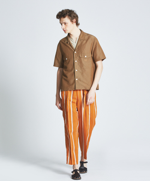 ABAHOUSE(アバハウス)の「テンセルリネンストライプワイドテーパードパンツ(その他パンツ・メンズ・オレンジ系その他/ネイビー・46/48)」の12枚目の写真