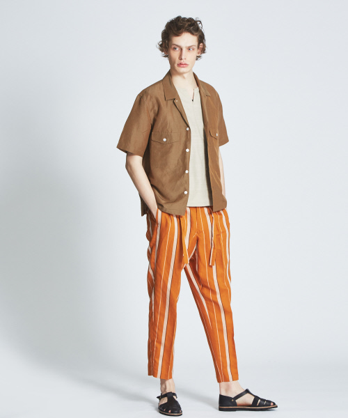 ABAHOUSE(アバハウス)の「テンセルリネンストライプワイドテーパードパンツ(その他パンツ・メンズ・オレンジ系その他/ネイビー・46/48)」の13枚目の写真