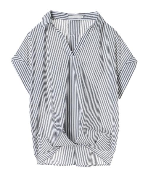 AMERICAN HOLIC（アメリカンホリック）の「チューリップ袖スキッパー裾タックブラウス＊（シャツ/ブラウス・レディース・ネイビー/オフホワイト/その他5/ストライプ/チェック/ブルー系その他7・M/L）」の13枚目の写真