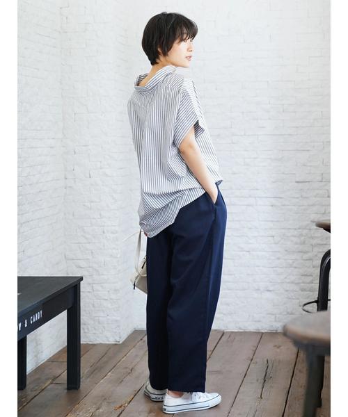 AMERICAN HOLIC（アメリカンホリック）の「チューリップ袖スキッパー裾タックブラウス＊（シャツ/ブラウス・レディース・ネイビー/オフホワイト/その他5/ストライプ/チェック/ブルー系その他7・M/L）」の12枚目の写真