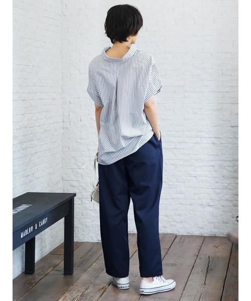 AMERICAN HOLIC（アメリカンホリック）の「チューリップ袖スキッパー裾タックブラウス＊（シャツ/ブラウス・レディース・ネイビー/オフホワイト/その他5/ストライプ/チェック/ブルー系その他7・M/L）」の20枚目の写真