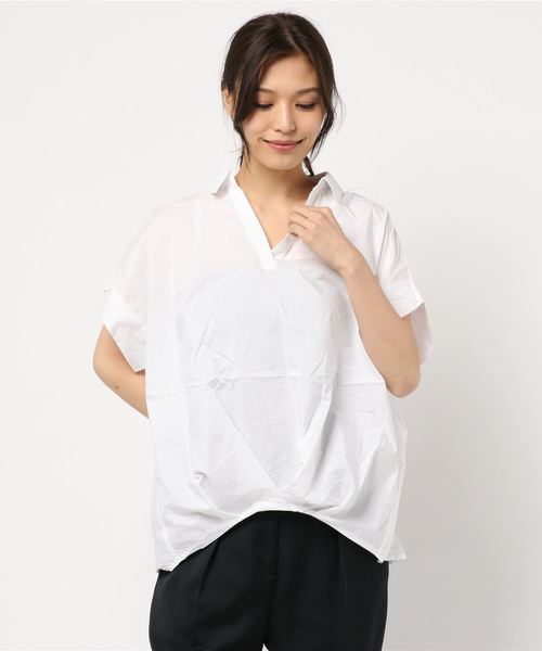 AMERICAN HOLIC（アメリカンホリック）の「チューリップ袖スキッパー裾タックブラウス＊（シャツ/ブラウス・レディース・ネイビー/オフホワイト/その他5/ストライプ/チェック/ブルー系その他7・M/L）」の18枚目の写真