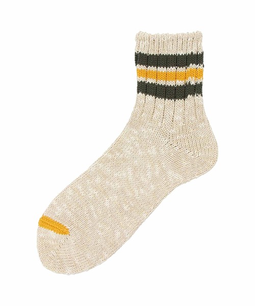 ANONYMOUSISM(アノニマスイズム)の「【ANONYMOUSISM】3ラインスラブ/クォーター丈ソックス/アノニマスイズム(ソックス/靴下・メンズ・ネイビー/オフホワイト/モスグリーン/ブラウン/グレー/ベージュ/ライトグレー/ブラウン系その他/ネイビー系/ホワイト系その他/オートミール/アイボリー・25cm~27cm/23cm~25cm)」の9枚目の写真