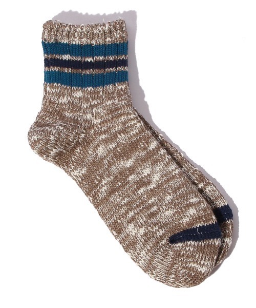 ANONYMOUSISM(アノニマスイズム)の「【ANONYMOUSISM】3ラインスラブ/クォーター丈ソックス/アノニマスイズム(ソックス/靴下・メンズ・ネイビー/オフホワイト/モスグリーン/ブラウン/グレー/ベージュ/ライトグレー/ブラウン系その他/ネイビー系/ホワイト系その他/オートミール/アイボリー・25cm~27cm/23cm~25cm)」の8枚目の写真