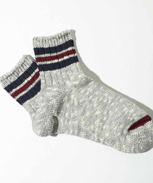 ANONYMOUSISM(アノニマスイズム)の「【ANONYMOUSISM】3ラインスラブ/クォーター丈ソックス/アノニマスイズム(ソックス/靴下・メンズ・ネイビー/オフホワイト/モスグリーン/ブラウン/グレー/ベージュ/ライトグレー/ブラウン系その他/ネイビー系/ホワイト系その他/オートミール/アイボリー・25cm~27cm/23cm~25cm)」の6枚目の写真