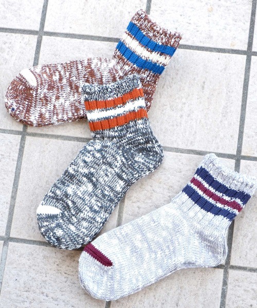 ANONYMOUSISM(アノニマスイズム)の「【ANONYMOUSISM】3ラインスラブ/クォーター丈ソックス/アノニマスイズム(ソックス/靴下・メンズ・ネイビー/オフホワイト/モスグリーン/ブラウン/グレー/ベージュ/ライトグレー/ブラウン系その他/ネイビー系/ホワイト系その他/オートミール/アイボリー・25cm~27cm/23cm~25cm)」の18枚目の写真