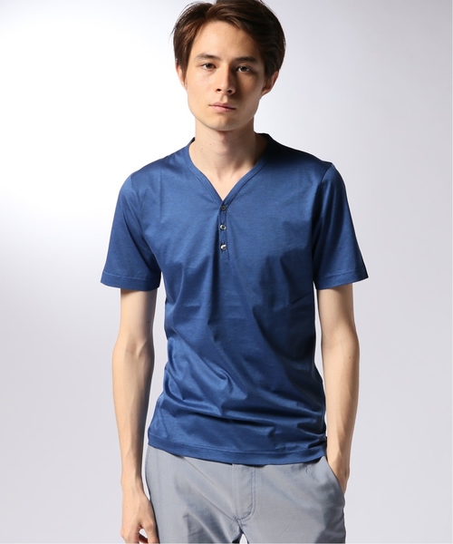 EDIFICE（エディフィス）の「CITA / チータ ヘンリーネックTシャツ（Tシャツ/カットソー・メンズ・ブルー系その他/グレー/カーキ・44/46/48/50）」の3枚目の写真