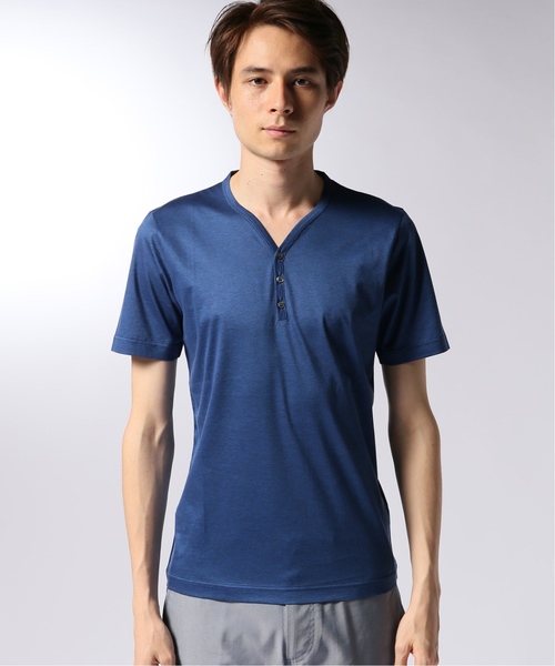 EDIFICE（エディフィス）の「CITA / チータ ヘンリーネックTシャツ（Tシャツ/カットソー・メンズ・ブルー系その他/グレー/カーキ・44/46/48/50）」の17枚目の写真
