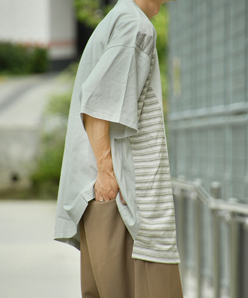 kutir(クティール)の「切り替えビッグTシャツ(Tシャツ/カットソー・メンズ・ホワイト/ベージュ・LARGE/MEDIUM)」の6枚目の写真