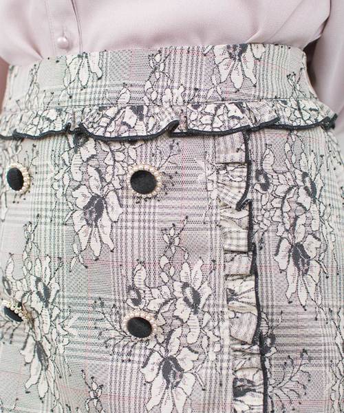 ROJITA(ロジータ)の「チェック×レースボンディング台形SK(スカート・レディース・ブラック/ピンク/アイボリー・FREE)」の7枚目の写真