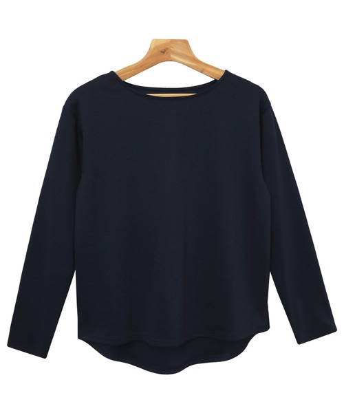 andme(アンドミー)の「【新色追加】きれいめポンチ長袖クルーネックトップス(Tシャツ/カットソー・レディース・ネイビー/ホワイト/ブラック/ベージュ/ライトブラウン/グレー系その他/グレー系その他2/ミント/グレー系その他3/ホワイト×ブラック/ブラウン・L/M)」の12枚目の写真