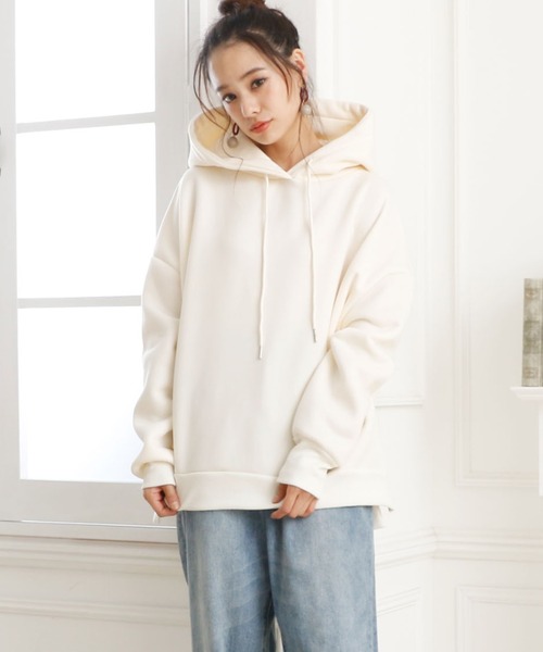 Girly Doll(ガーリードール)の「裏起毛パーカー(パーカー・レディース・ブラック/ブラウン/アイボリー/モカ/オフホワイト/ベージュ/ダークブラウン・FREE)」の4枚目の写真