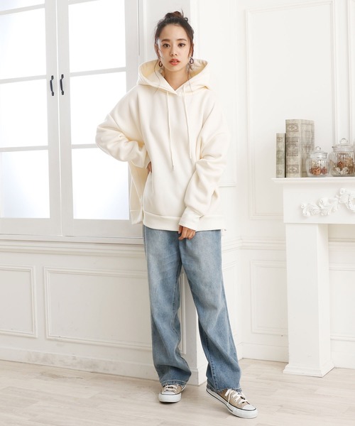 Girly Doll(ガーリードール)の「裏起毛パーカー(パーカー・レディース・ブラック/ブラウン/アイボリー/モカ/オフホワイト/ベージュ/ダークブラウン・FREE)」の14枚目の写真