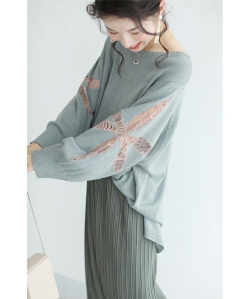 cawaii（カワイイ）の「魅せる体型カバー服。メープルレースニットトップス（ニット/セーター・レディース・ピンク/ブラック/ブルー/ブラウン・FREE）」の16枚目の写真
