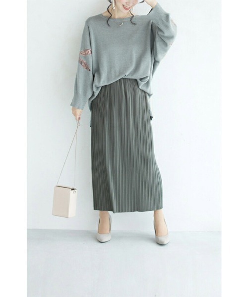 cawaii（カワイイ）の「魅せる体型カバー服。メープルレースニットトップス（ニット/セーター・レディース・ピンク/ブラック/ブルー/ブラウン・FREE）」の6枚目の写真