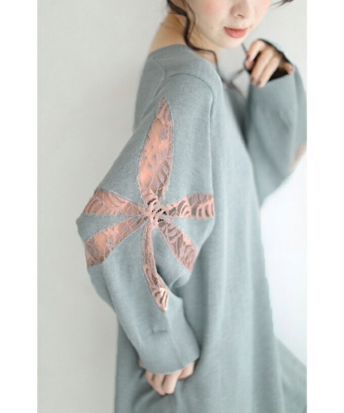 cawaii（カワイイ）の「魅せる体型カバー服。メープルレースニットトップス（ニット/セーター・レディース・ピンク/ブラック/ブルー/ブラウン・FREE）」の8枚目の写真