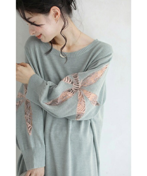 cawaii（カワイイ）の「魅せる体型カバー服。メープルレースニットトップス（ニット/セーター・レディース・ピンク/ブラック/ブルー/ブラウン・FREE）」の10枚目の写真