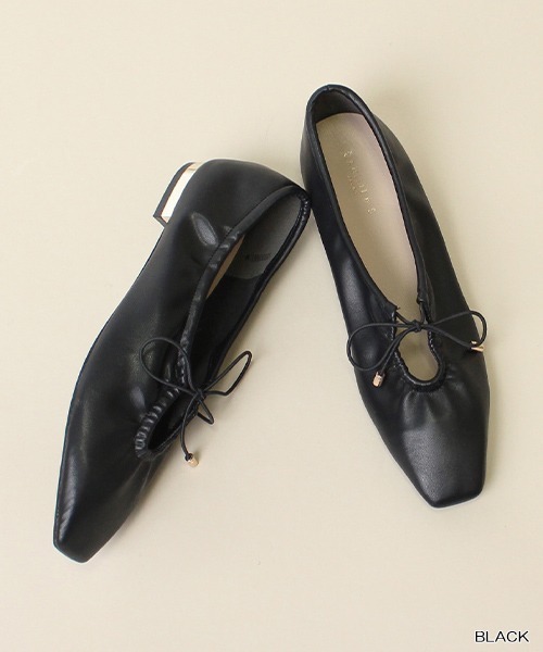 RANDA(ランダ)の「CAMILLE BIS RANDA/ソフトリボンギャザーフラットパンプス(パンプス・レディース・アイボリー/ブラック/グリーン・S/L/LL/M)」の3枚目の写真