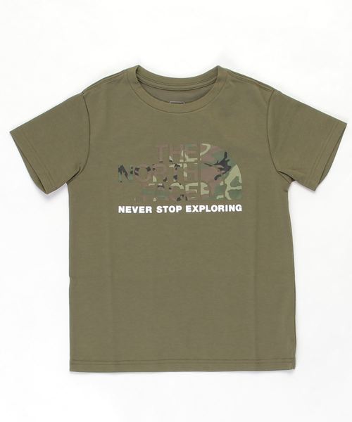 THE NORTH FACE（ザノースフェイス）の「ザ ノース フェイス S/S CAMO LOGO TEE（Tシャツ/カットソー・キッズ・オリーブ/ホワイト/グレー/ブラック・140cm/150cm/130cm）」の4枚目の写真