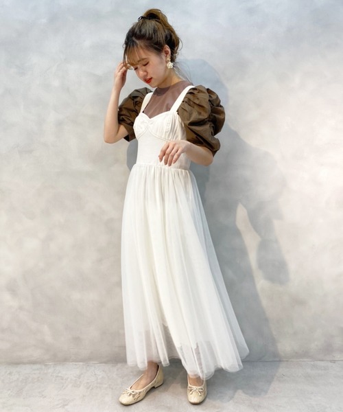 one after another NICE CLAUP（ワンアフターアナザーナイスクラップ）の「チュールドッキングジャンバースカートワンピース（ワンピース・レディース・ブルー系その他/オフホワイト/ベージュ・FREE）」の10枚目の写真