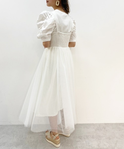 one after another NICE CLAUP（ワンアフターアナザーナイスクラップ）の「チュールドッキングジャンバースカートワンピース（ワンピース・レディース・ブルー系その他/オフホワイト/ベージュ・FREE）」の14枚目の写真