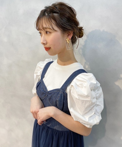 one after another NICE CLAUP（ワンアフターアナザーナイスクラップ）の「チュールドッキングジャンバースカートワンピース（ワンピース・レディース・ブルー系その他/オフホワイト/ベージュ・FREE）」の7枚目の写真