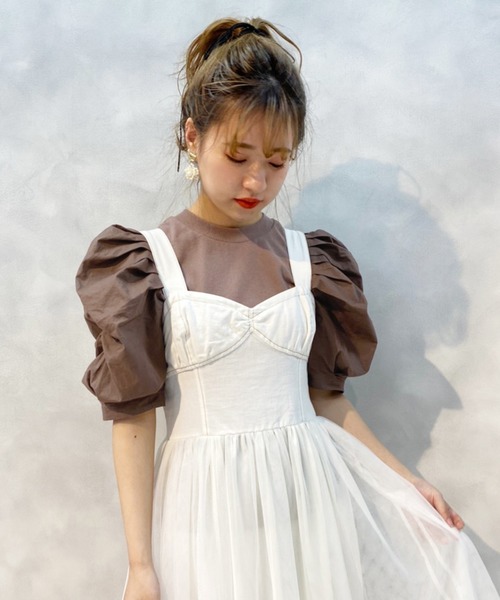 one after another NICE CLAUP（ワンアフターアナザーナイスクラップ）の「チュールドッキングジャンバースカートワンピース（ワンピース・レディース・ブルー系その他/オフホワイト/ベージュ・FREE）」の11枚目の写真