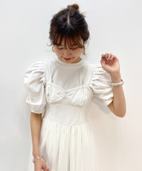 one after another NICE CLAUP（ワンアフターアナザーナイスクラップ）の「チュールドッキングジャンバースカートワンピース（ワンピース・レディース・ブルー系その他/オフホワイト/ベージュ・FREE）」の16枚目の写真