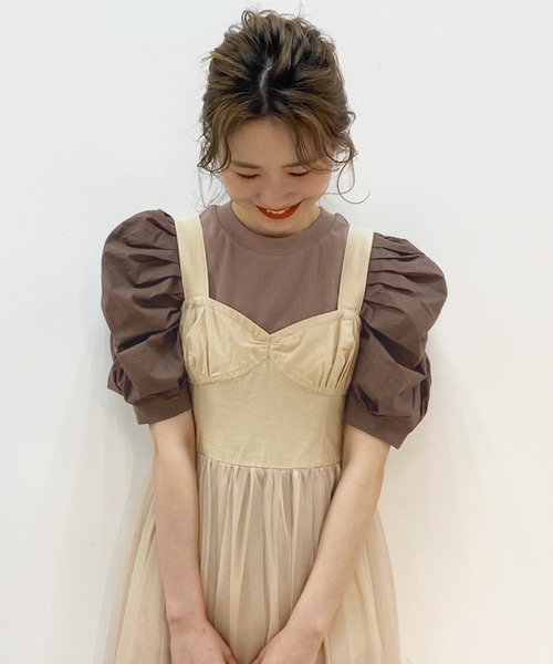 one after another NICE CLAUP（ワンアフターアナザーナイスクラップ）の「チュールドッキングジャンバースカートワンピース（ワンピース・レディース・ブルー系その他/オフホワイト/ベージュ・FREE）」の18枚目の写真