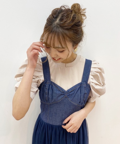 one after another NICE CLAUP（ワンアフターアナザーナイスクラップ）の「チュールドッキングジャンバースカートワンピース（ワンピース・レディース・ブルー系その他/オフホワイト/ベージュ・FREE）」の5枚目の写真