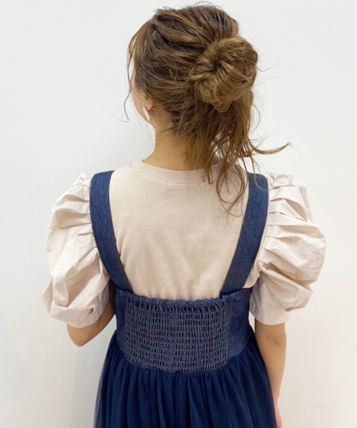 one after another NICE CLAUP（ワンアフターアナザーナイスクラップ）の「チュールドッキングジャンバースカートワンピース（ワンピース・レディース・ブルー系その他/オフホワイト/ベージュ・FREE）」の6枚目の写真