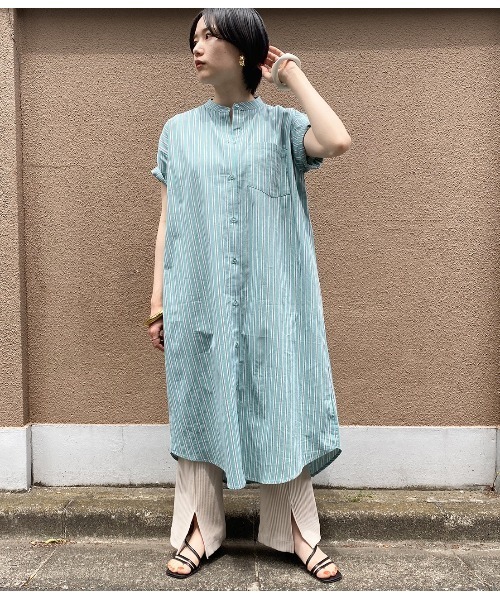 Web限定 バンドカラー片ポケットシャツワンピース ワンピース Vis ビス のファッション通販 Zozotown