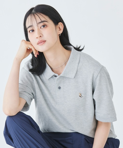 プレミアム・ダブル・エル・ポロシャツ、半袖 ビーン・ブーツの刺繍