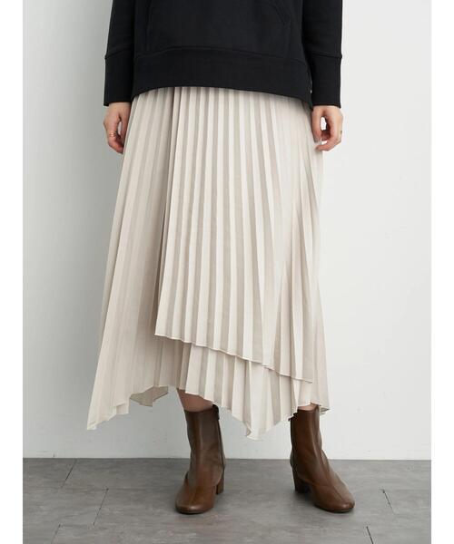 AMERICAN HOLIC（アメリカンホリック）の「イレヘムプリーツロングスカート　＊●（スカート・レディース・ライトグレー/ブラック/ブルー/キャメル/その他14・FREE）」の2枚目の写真