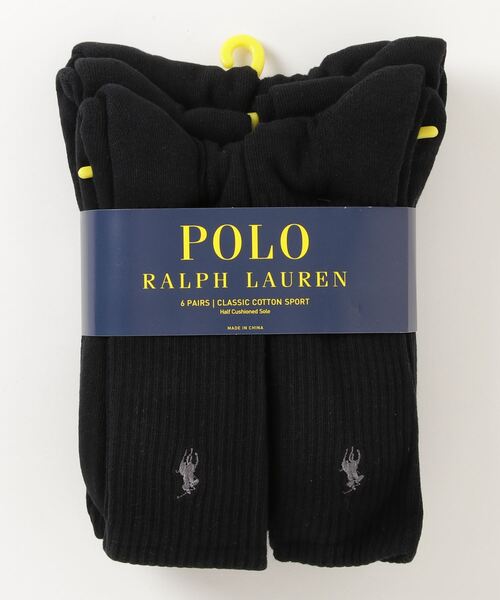 POLO RALPH LAUREN（ポロ ラルフ ローレン）の「RL-６PACK.CREW-SOCKS/ラルフローレン 6P クルー ソックス（ソックス/靴下・メンズ・ホワイト/ブラック・FREE）」の2枚目の写真