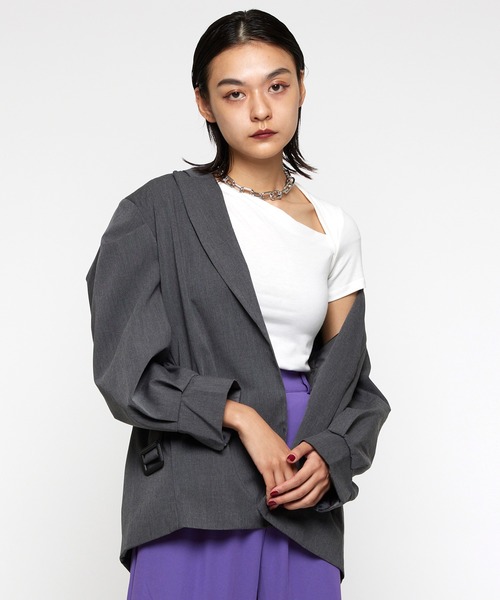 Narcissus（ナルシス）の「【Narcissus】カットTシャツ（Tシャツ/カットソー・レディース・ホワイト/ブラック・FREE）」の6枚目の写真