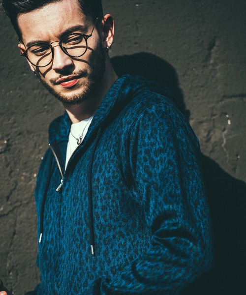 LEOPARD SHAGGY KNIT ZIP PARKA