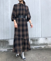 &g'aime | 【&g'aime】チェックシアーロングワンピース(ワンピース)