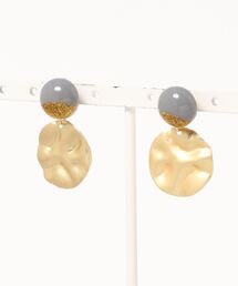 【Uloue】2wayウェーブメタルのピアス