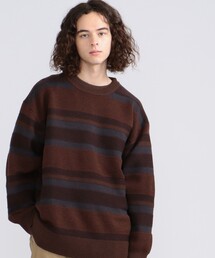 【UNISEX】【洗える】ランダムボーダークルーセーター