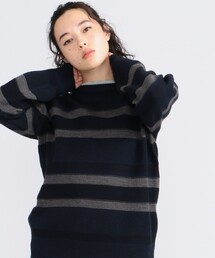 【UNISEX】【洗える】ランダムボーダークルーセーター