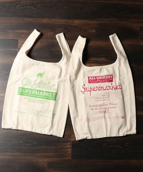 Lilas Campbell（リラキャンベル）の「Lilas Campbell　supermarket ECO Bag（エコバッグ/サブバッグ・レディース・グリーン/ピンク・FREE）」の2枚目の写真