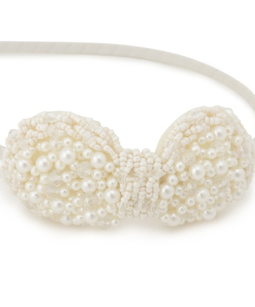 CHOPIN（ショパン）の「パールビーズリボンカチューシャ（カチューシャ・キッズ・ホワイト・FREE）」の4枚目の写真