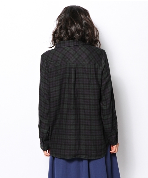 DISCOAT（ディスコート）の「【Discoat】レーヨン起毛2WAYチェックシャツ（シャツ/ブラウス・レディース・ワインレッド/ダークグリーン/ネイビー・ﾌﾘ-）」の6枚目の写真