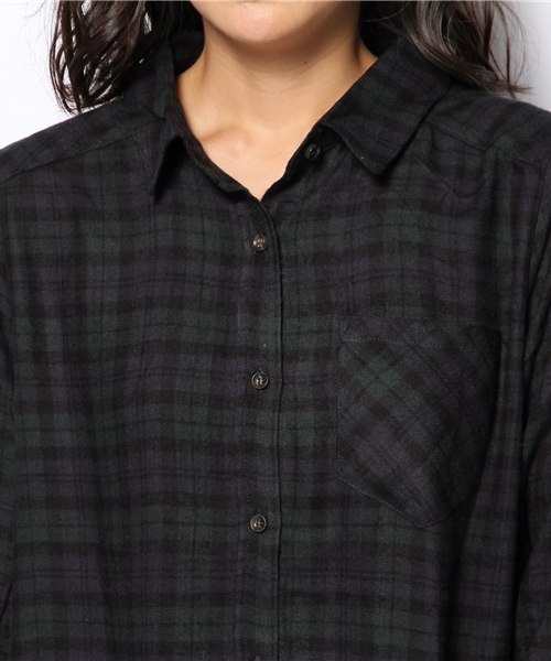 DISCOAT（ディスコート）の「【Discoat】レーヨン起毛2WAYチェックシャツ（シャツ/ブラウス・レディース・ワインレッド/ダークグリーン/ネイビー・ﾌﾘ-）」の8枚目の写真